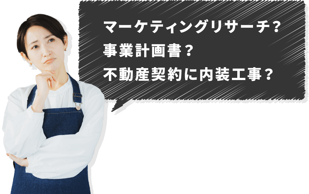 マーケティングリサーチ？事業計画書？不動産契約に内装工事？